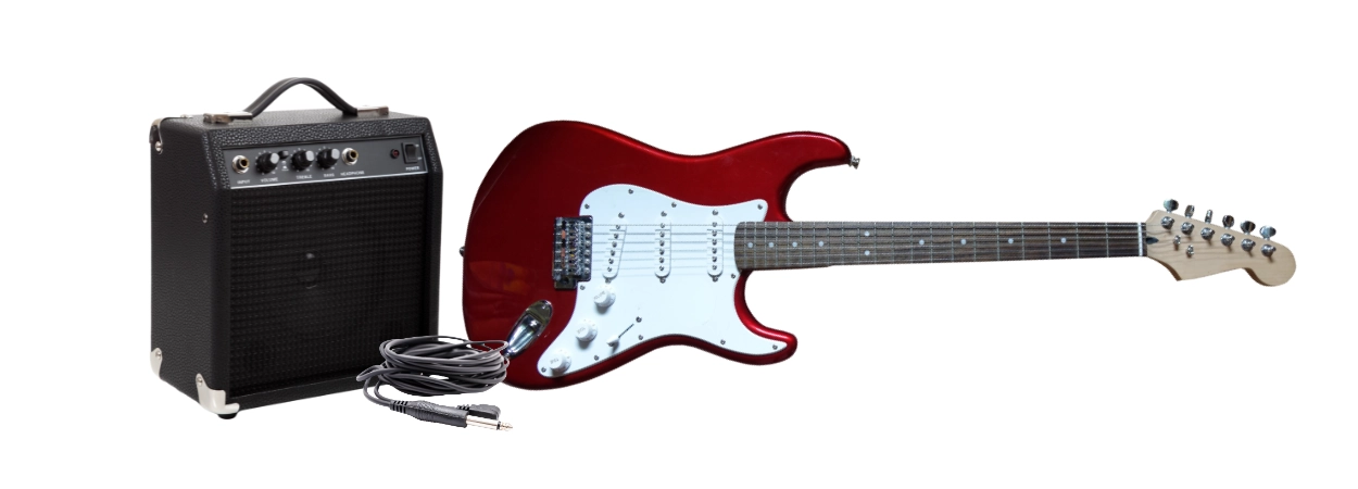 Guitarra eléctrica, amplificador y cable TS